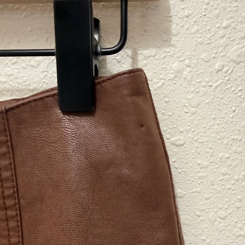 Free People Elegant Brown Faux Leather Skirt, Size 4